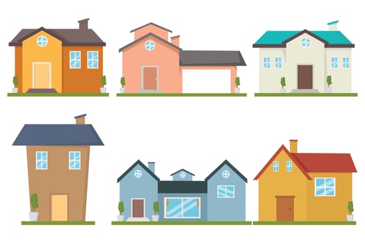 Villa of house cartoon set icon. vector