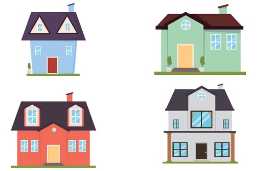 Villa of house cartoon set icon. vector