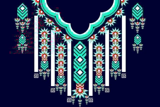Geometric Ethnic oriental pattern traditional .Floral necklace embroidery design for fashion women.background,wallpaper,clothing and wrapping. vector