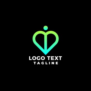 Letter I With Love Colorful Logo Design vector