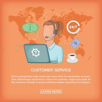 Call center concept girl support, cartoon style vector
