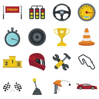 Racing speed set flat icons vector