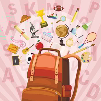 Education concept bag, cartoon style vector