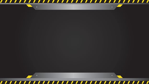 dark grey background with black and yellow warning stripes vector