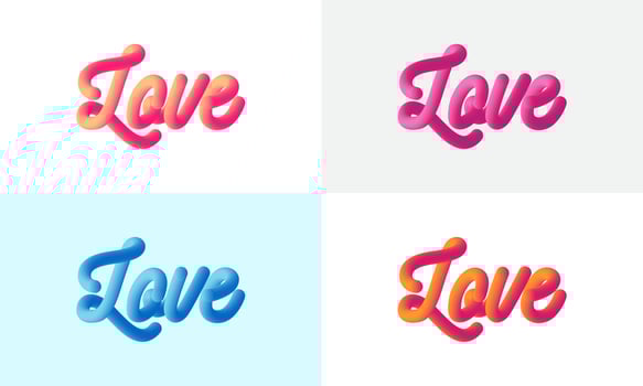 Modern Love lettering line Blend Background, Vibrant gradient blended fluid vector