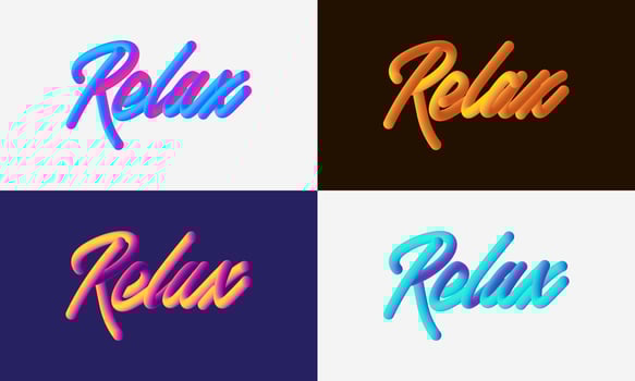 Modern Relax lettering line Blend Background, Vibrant gradient blended fluid vector