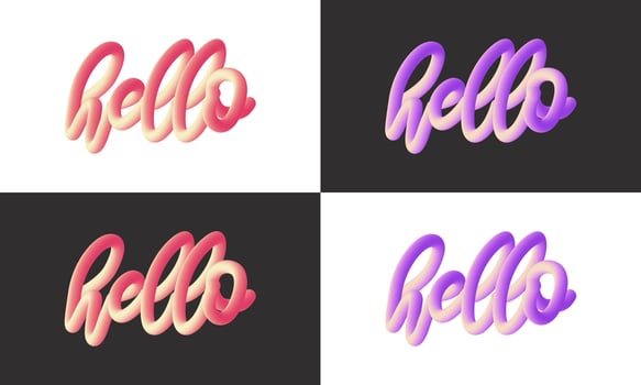 Modern Hello lettering line Blend Background, Vibrant gradient blended fluid vector