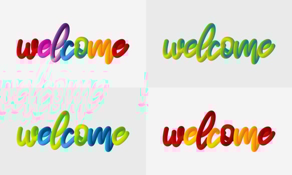 Modern Welcome lettering line Blend Background, Vibrant gradient blended fluid vector