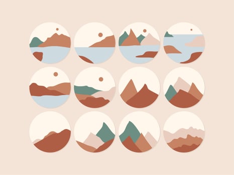 set of abstract boho landscape vector
