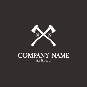 lumberjack axe cross logo vintage with grunge texture vector