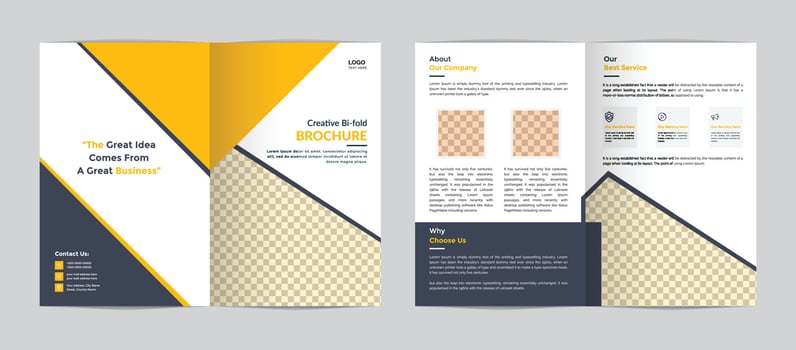 creative and modern bifold brochure or magazine cover page design template vector