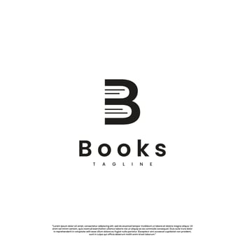 book monochrome letter logo design, letter B with pile book logo concept vector