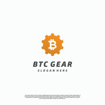 bitcoin with gear logo design concept vector