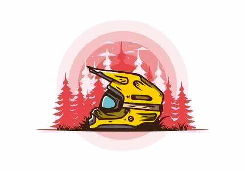 Outdoor motocross trail helmet illustration vector