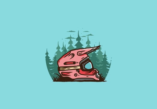 Outdoor motocross trail helmet illustration vector
