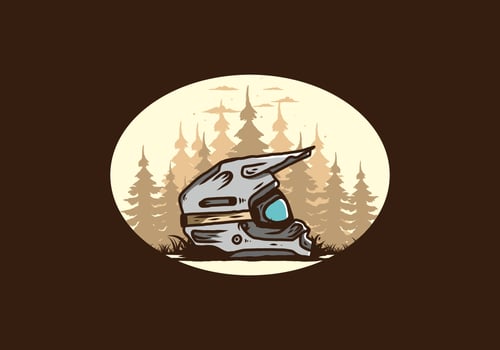 Outdoor motocross trail helmet illustration vector
