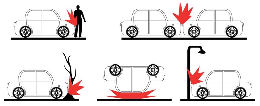 Set of crash car. Vector illustration.