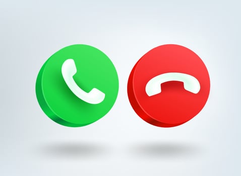 Telephone call buttons. 3d vector mobile application icons