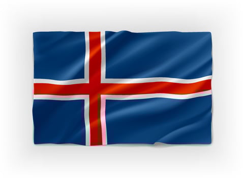 Red, White and blue flag of Iceland. 3d vector object isolated on white