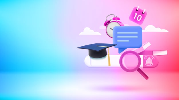 Schooll concept with searching tab. Vector 3d illustration