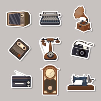 Set of Vintage Template Sticker vector
