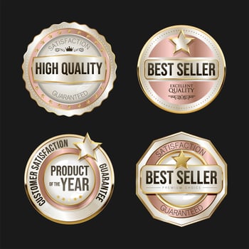 Collection of silver and gold badges and labels vector illustration
