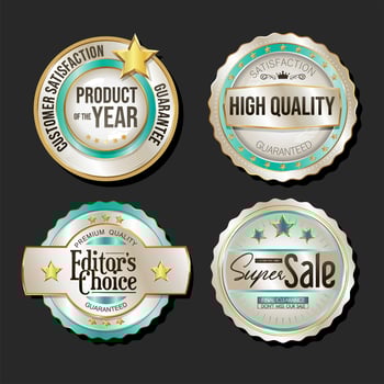 Collection of silver and gold badges and labels vector illustration