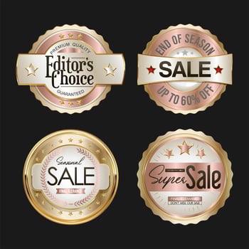Collection of silver and gold badges and labels vector illustration