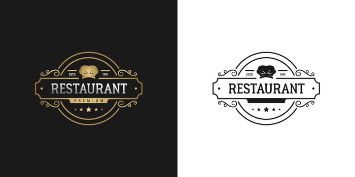 elegant luxury vintage emblem badge label restaurant logo design vector