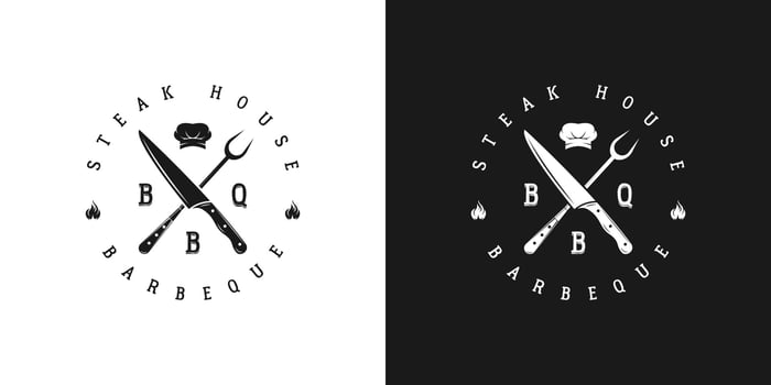 vintage emblem badge barbeque logo design vector