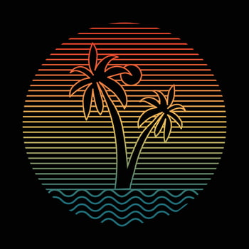 Summer line art vector for t shirt and logo