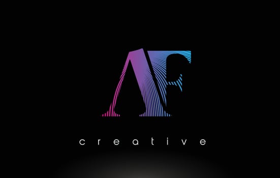 AF Logo Design With Multiple Lines and Purple Blue Colors. vector