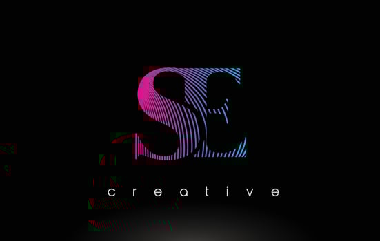SE Logo Design With Multiple Lines and Purple Blue Colors. vector
