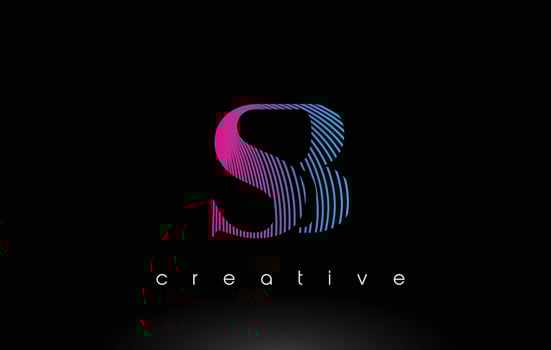 SB Logo Design With Multiple Lines and Purple Blue Colors. vector