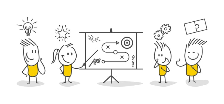 Business team planning for success tactics chart. vector