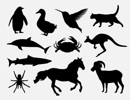 Set of animals silhouette illustration design vector