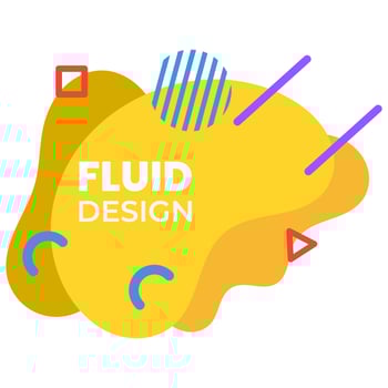 Yellow fluid design with striped circles and memphis lines. suitable for background vector