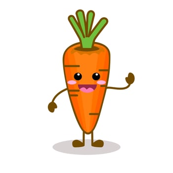 Cute carrot character mascot on white background. vector