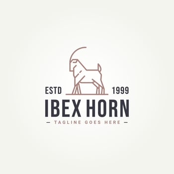 big horn ibex simple line art logo icon template vector illustration design. minimalist Ibex goat with long horns