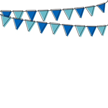 Party decoration with Blue and light blue flag hanging above. Vector illustration with copy space for your text