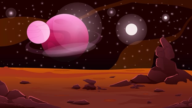 Amazing planet space landscape vector design illustration