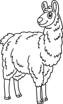 Llama Coloring Page Isolated for Kids vector