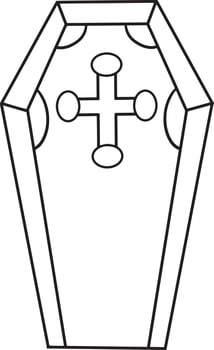 Coffin Halloween Isolated Coloring Page vector