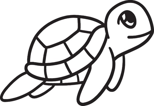 Sea Turtle Isolated Coloring Page for Kids vector