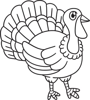 Thanksgiving Turkey Isolated Coloring Page vector