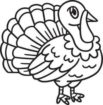 Thanksgiving Turkey Isolated Coloring Page vector