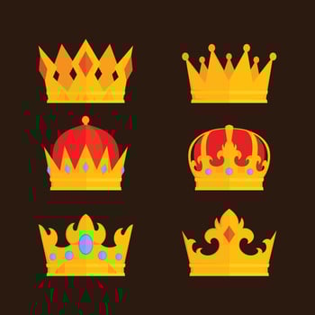 Gold Crown Icon Set vector