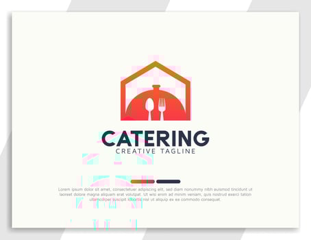 Restaurant or catering home food logo with fork and spoon vector