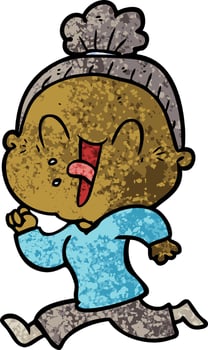 cartoon happy old woman vector