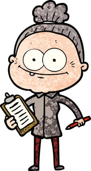 cartoon happy old woman vector